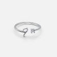 ADJUSTABLE CUSTOM SILVER INITIAL DIAMOND RING on Sale