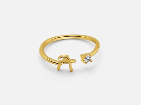 ADJUSTABLE CUSTOM GOLD INITIAL DIAMOND RING Discount