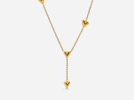 Love Heart Drop Necklace - Gold Fashion