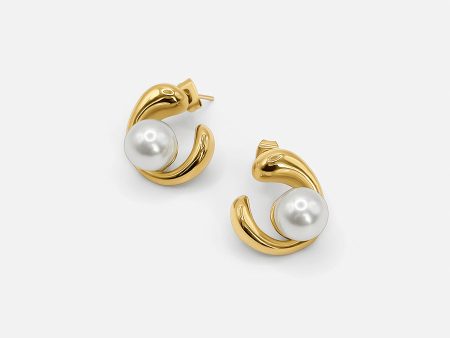 18K GOLD PEARL DETAIL EARRINGS Discount