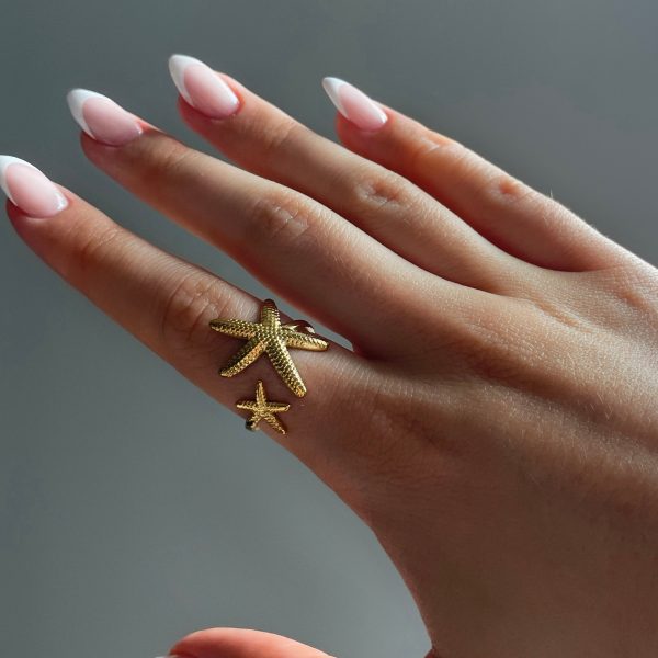 ADJUSTABLE STARFISH OPEN RING - GOLD Discount