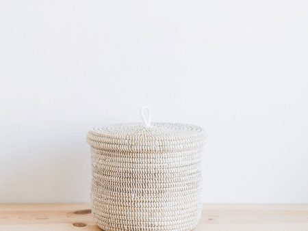 Woven Lidded Container Basket - White Online