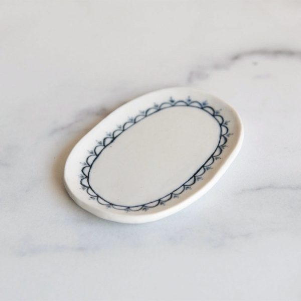 Hand-painted Porcelain Oval Tray - Indigo Online Hot Sale