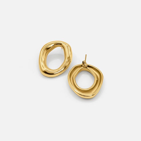 18K GOLD OPEN OVAL EARRINGS Online