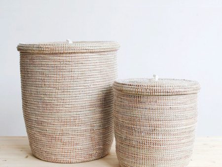 Flat Lid Woven Storage Hamper Set - White Supply