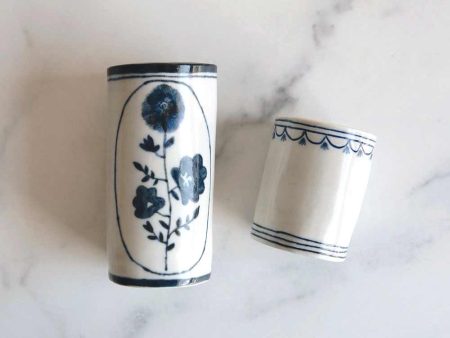 Hand-painted Porcelain Posy Vessel - Indigo Online Hot Sale