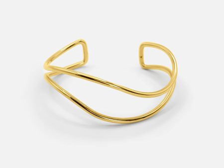 18K GOLD ADJUSTABLE WAVE BRACELET on Sale