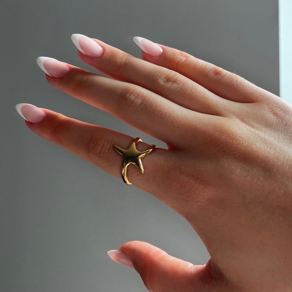 ADJUSTABLE SEA STAR RING - GOLD Online Sale