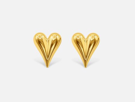 Love Heart Earrings - Gold Hot on Sale