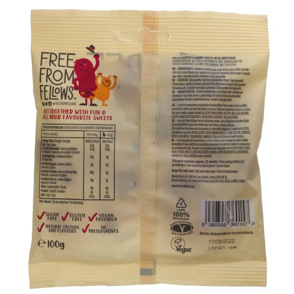 Free From Fellows | Cola Bottles - sugar, gelatine & gluten free | 100g Hot on Sale