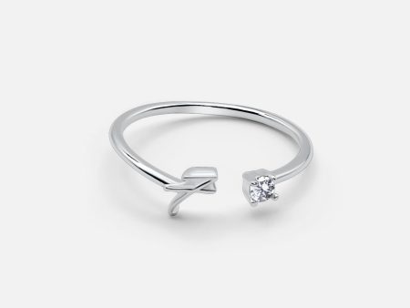 ADJUSTABLE CUSTOM SILVER INITIAL DIAMOND RING on Sale