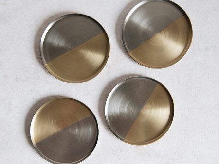 Dual Tone Coaster Set - Brass & Nickel Discount