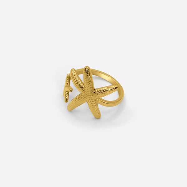 ADJUSTABLE STARFISH OPEN RING - GOLD Discount