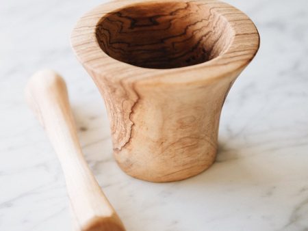 Wild Olive Wood Pestle and Mortar on Sale