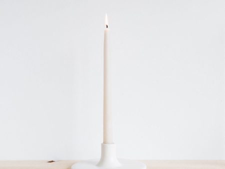 Ceramic Taper Candlestick - Wide - White Discount