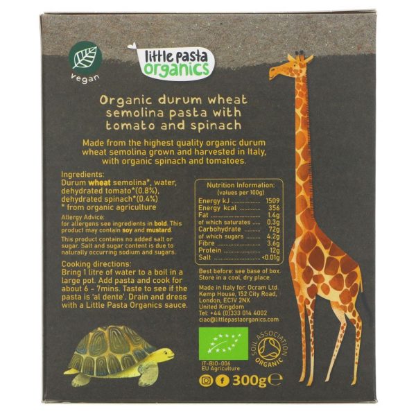 Little Pasta Organics | Animal Pasta Shapes - Tricolor - elephant,tortoise,lion,hippo | 300g For Discount