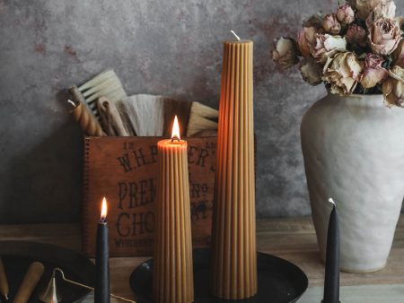 Beeswax Fluted Pillar Candle - Grand Online