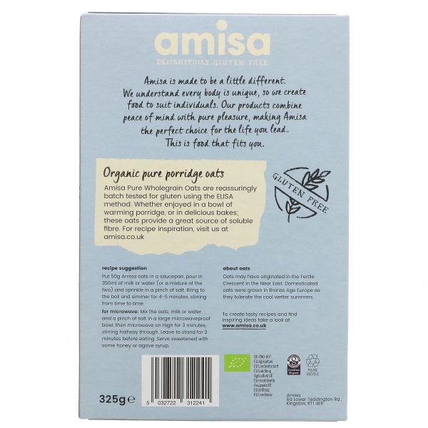 Amisa | Organic Porridge Oats | 325g Online Hot Sale