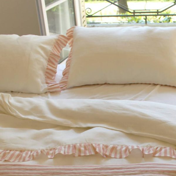 Linen Pillow Cover Set - Blush Stripe For Discount