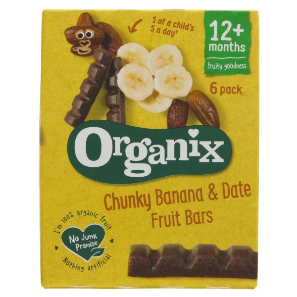 Organix | Banana & Date Chunky Fruit Bar - from 12 months | 6 x 17g on Sale