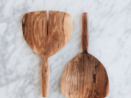 Wild Olive Wood Wide Paddle Salad Servers Cheap