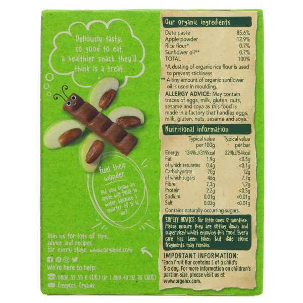 Organix | Apple & Date Chunky Fruit Bars - from 12 months | 6 x 17g Cheap