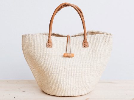 Sisal Shopper with Leather Handles For Sale