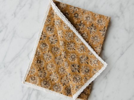 Block-Printed Tea Towel - Lace Edge For Discount