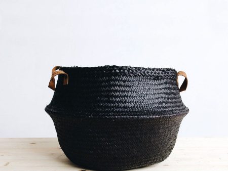 Dolly Belly Basket - Black - Leather Handle Discount