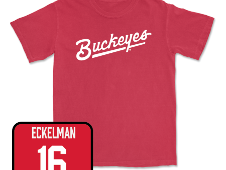 Red Baseball Script Tee  - mason eckelman on Sale