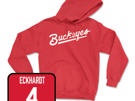 Red Baseball Script Hoodie  - Justin Eckhardt For Sale