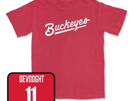 Red Baseball Script Tee  - Gavin DeVooght For Sale