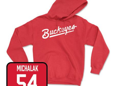 Red Baseball Script Hoodie  - Jake Michalak Online Hot Sale