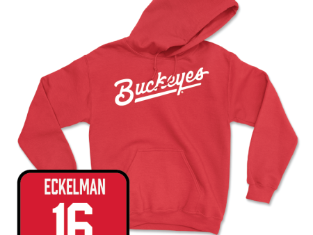 Red Baseball Script Hoodie  - mason eckelman Supply