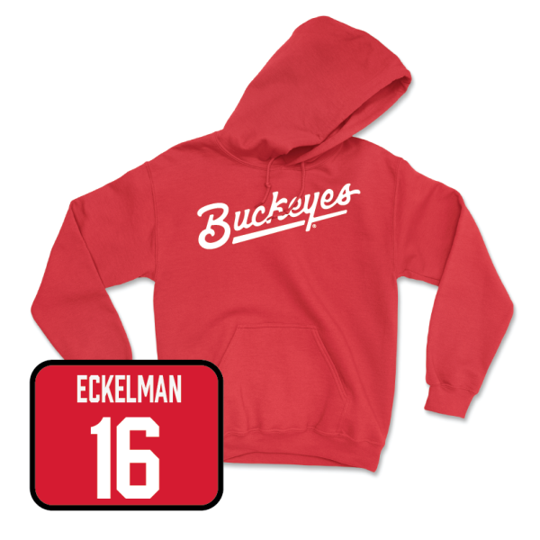 Red Baseball Script Hoodie  - mason eckelman Supply